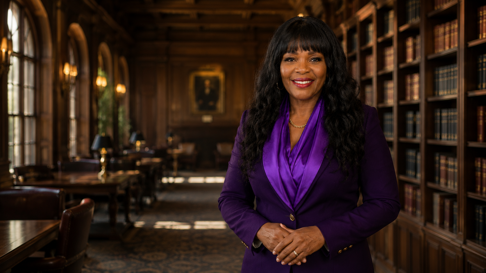 DrFaye Wilson, Founder & Chancellor of The DrFaye Institute, in the Institute library